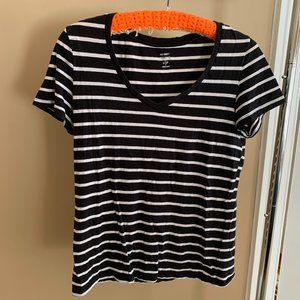 Old Navy Black & White Striped Boyfriend T-Shirt Size S/M